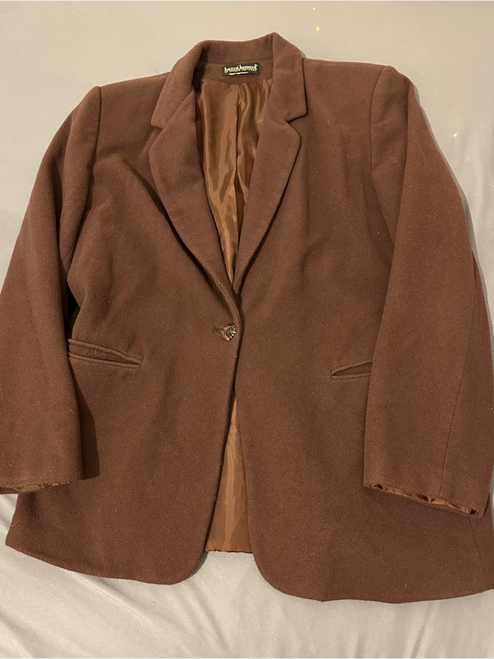 Harve Benard Brown Single-Button Wool-Blend Blazer